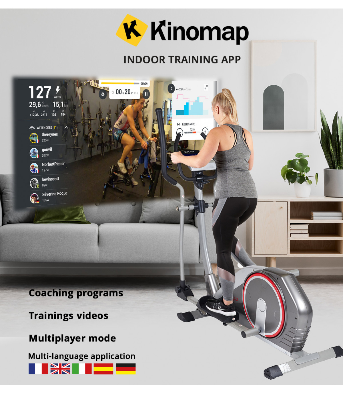 Velo elliptique connecte CE 690 Care Fitness